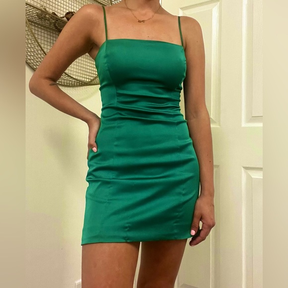 Aritzia Dresses Aritzia Green Satin Minidress Poshmark